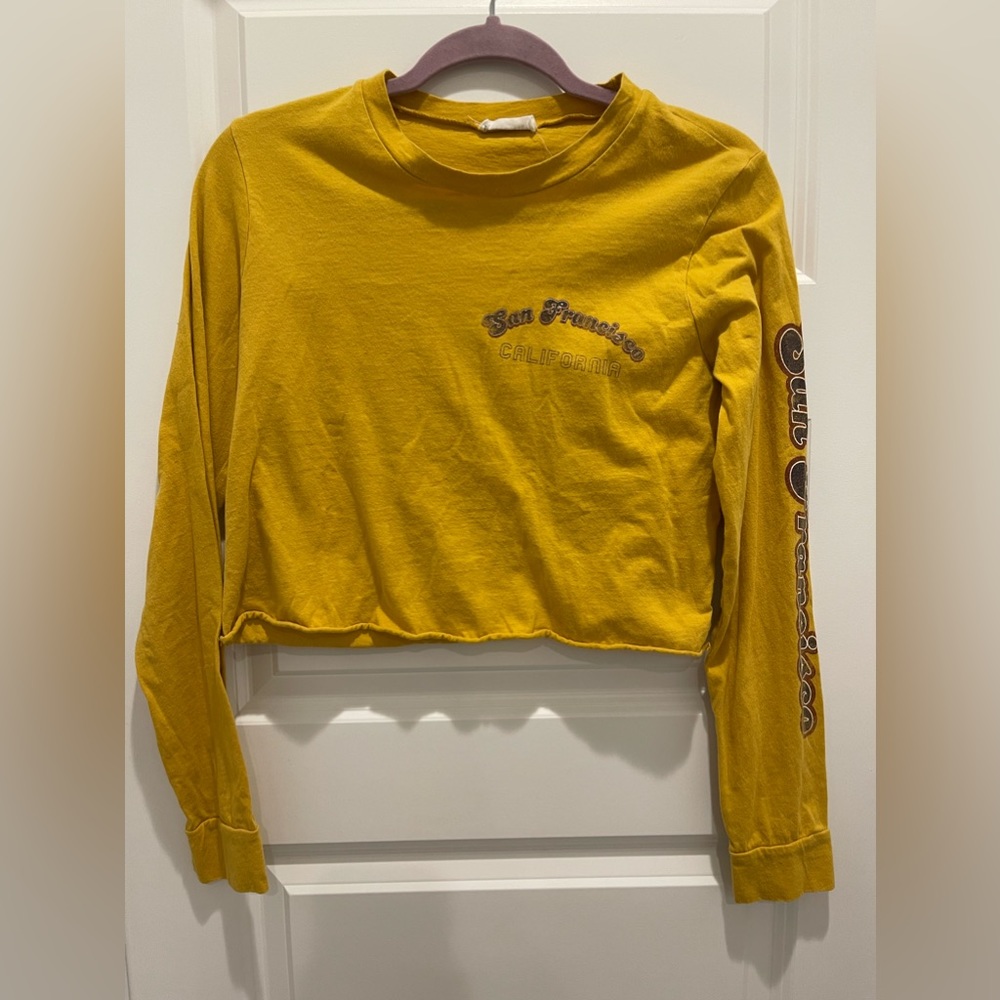 Full Tilt mustard yellow cropped San Fransisco t shirt sz s